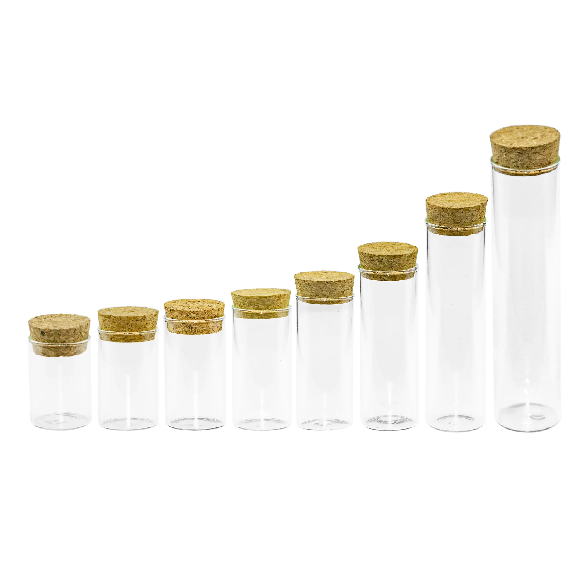Transparent Glass Bottles Corks Cover Test Tube Jars for Sand Liquid Food Eco-Friendly Bottles 50pcs