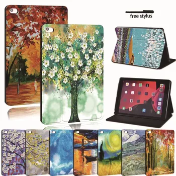 

For Apple iPad mini 1 2 3 4 5 - PU Printed Leather Tablet Stand Folio Cover-Ultra-thin Painting tablet Stand Shockproof Case