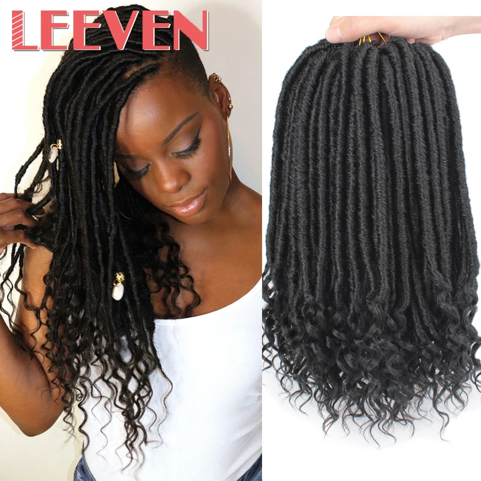 Leeven Goddess Faux Locs Hair With the Curls Crochet Braiding Hair 14 18 Inch Synthetic Crochet Braids Hair Extension