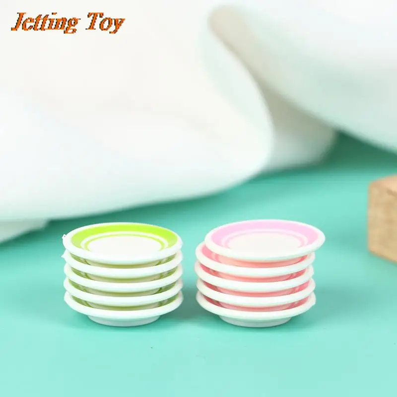 5Pcs/Set Kitchen Toys Doll house Colorful Dinner Plates Doll Durable Mini Food Dishes Tableware Miniature House Accessories