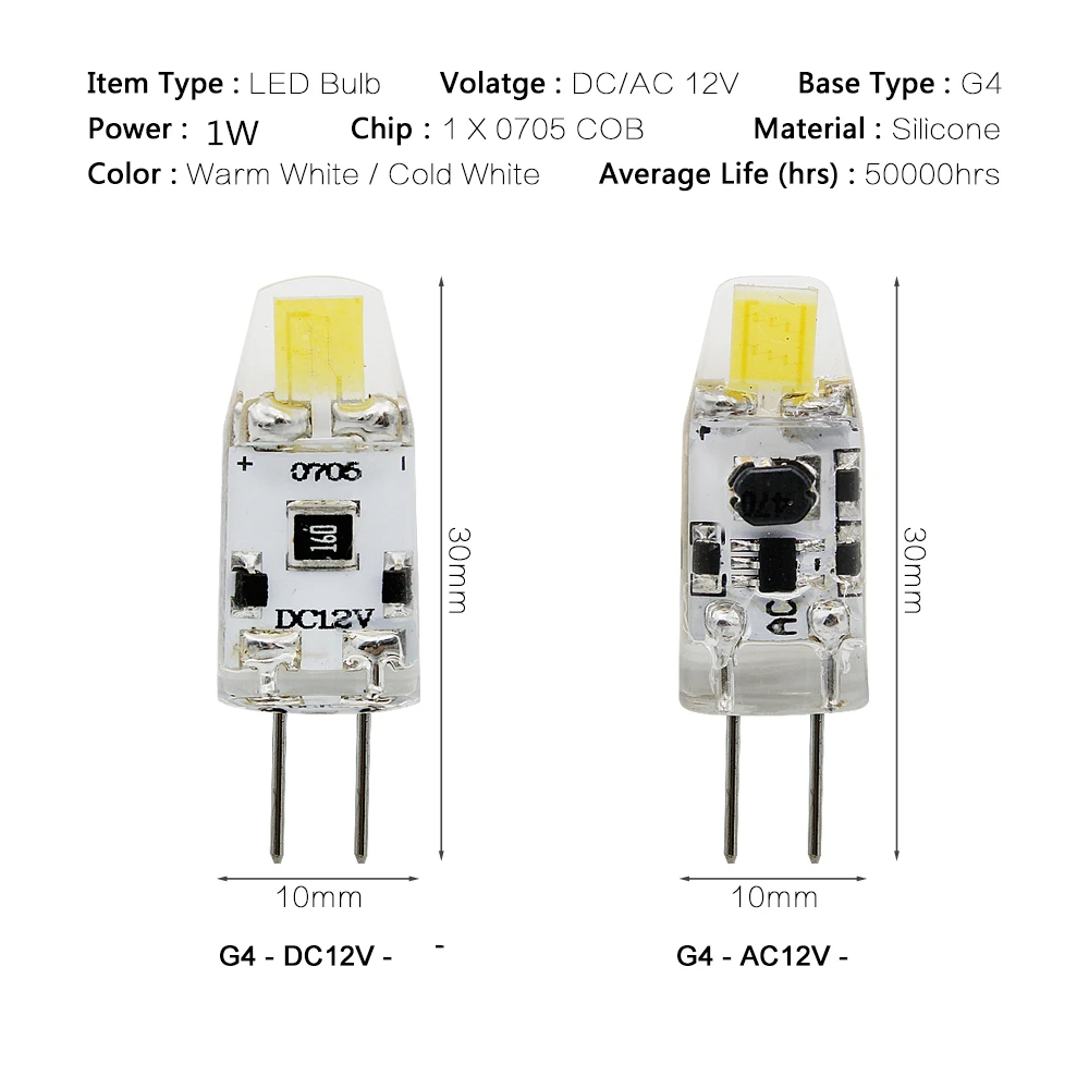 1pcs Mini G4 LED COB Lamp 3W 6W Bulb AC DC 12V 220V Candle Silicone Lights Replace 20W 30W 40W Halogen for Chandelier Spotlight