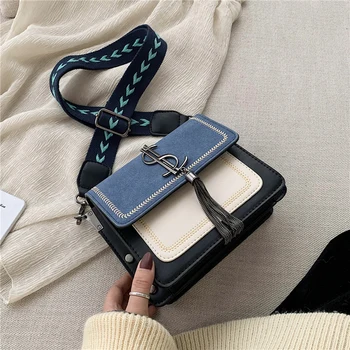 

Contrast color Leather Crossbody Bags For Women 2019 Travel Handbag Fashion Simple Shoulder Messenger Bag Ladies Cross Body Bag