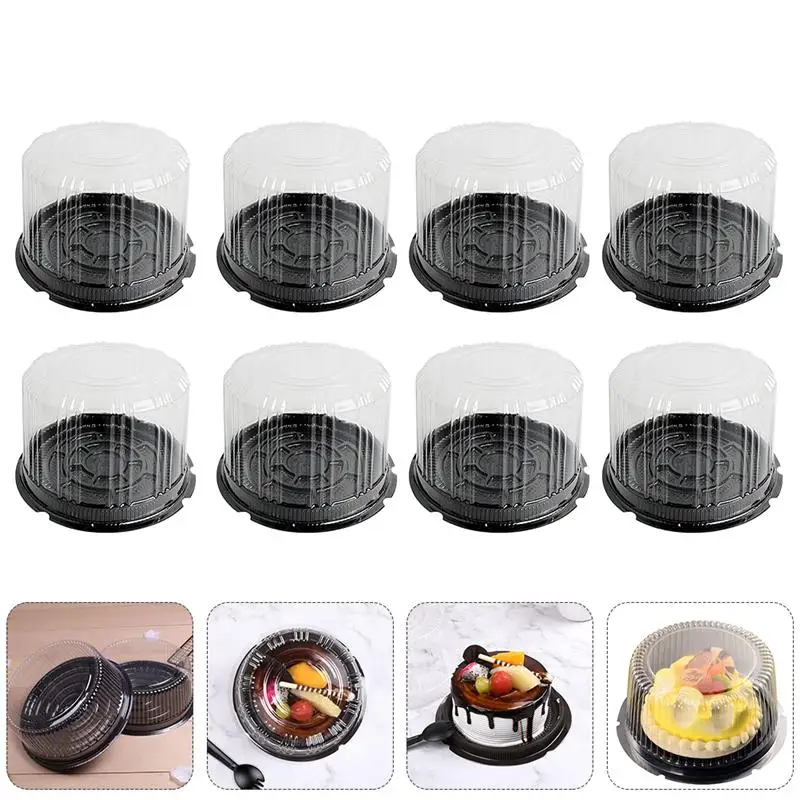 20pcs Bakery Round Shape Plastic Cake Boxes Cheese Mousse Packing Boxes