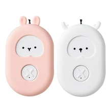2 Set Personal Wearable Air Purifier Necklace Cartoon Mini USB Air Freshner Ionizer Negative Ion Generator Pink & White