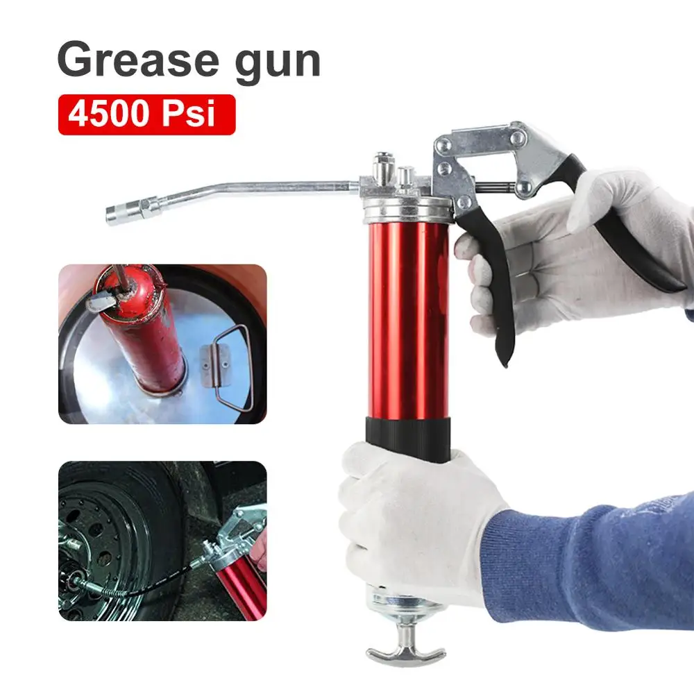 

4500 PSI Heavy Duty Pistol Grip Grease Gun with Whip Hose and Rigid Pipe Grease Gun Flexi Rigid For SUV Truck Excavator General