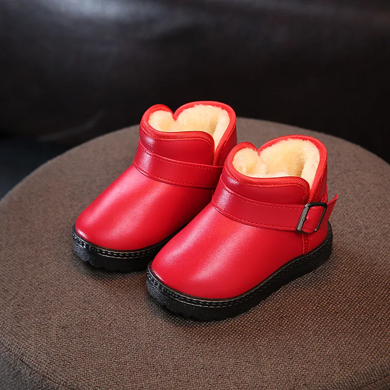 NEW Little Girls Pu Leather Boots Boys Shoes Leather Children Boots Fashion Toddler Kids Boots Warm Winter Boots Baby 1-10