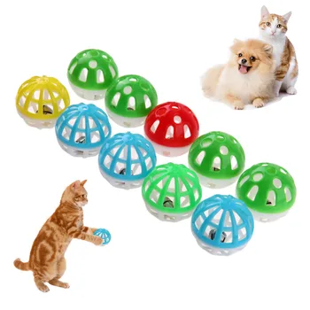 

10pcs piezas coloridas mascotas gato gatito jugar bolas con cascabel ligero campana Pounce caza sonajero juguete para gato