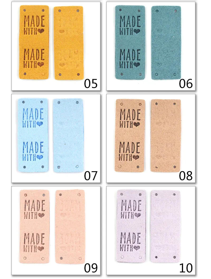 20Pcs Handmade Label Made With Love Labels Leather Tags For Clothes Sew Tags DIY Hand Made Jeans Bags Shoes Garment Accessories