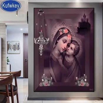 

5D DIY Diamond Painting Full Square Round Drill Religious Madonna & baby Embroidery Cross Stitch 5D icon gift mosaic decor
