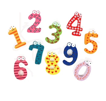 

New 10pcs/set Wooden Number 0-9 Lovely Fridge Magnets Toy Set for Kids Children