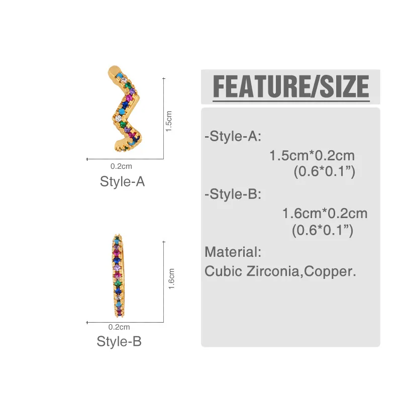 Минималистичный геометрический дизайн, округлый, Круглый CZ ушной манжет клипсы серьги Бохо волна маленькие CZ медные Клипсы Серьги Brincos для женщин