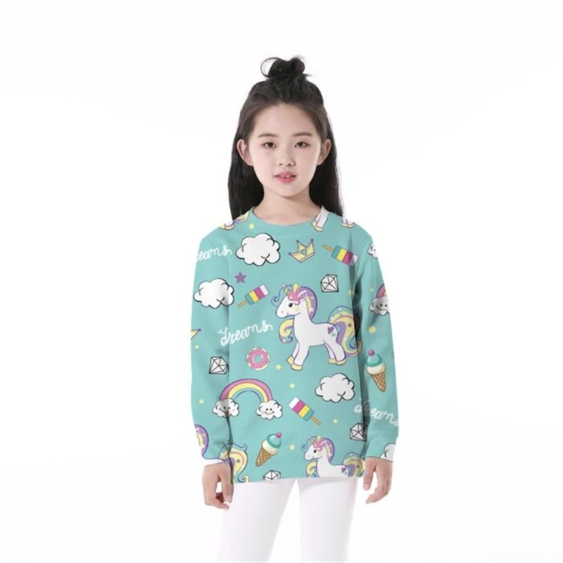 

2019 Autumn Girls T-Shirts Long Sleeve Kids Sweatshirt Unicorn Pullovers Children Shirts Top Girls Clothing 3-12Y