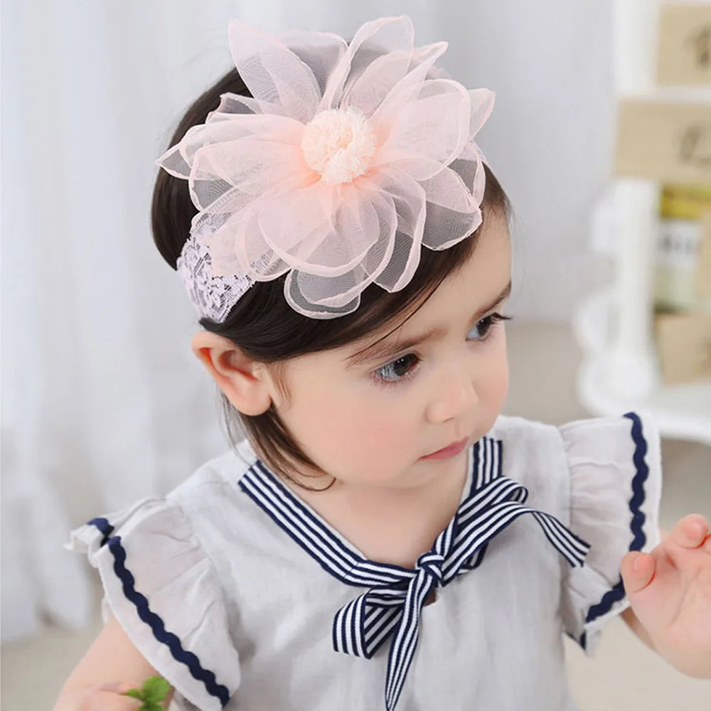 

Baby Mesh Lace Flower Peonies Headband Headwear Girls Kids Children Party Hair Band Cute Hair Accessories