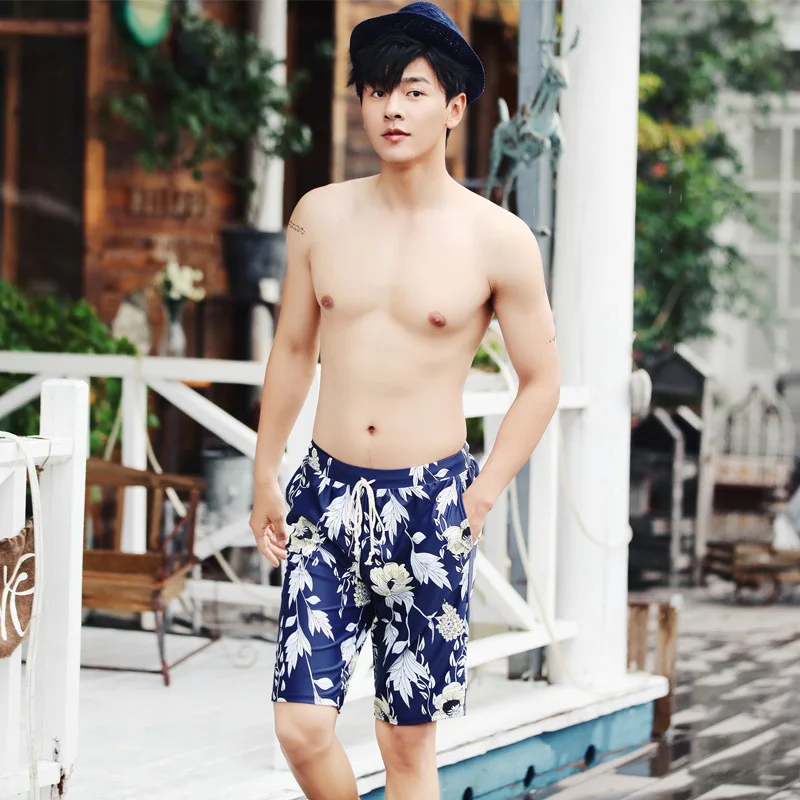 

Beach Shorts Men's Loose-Fit Set 2019 New Style Seaside Holiday Swimming Trunks Quick-Drying Trend Men Bubble Hot Spring Flower