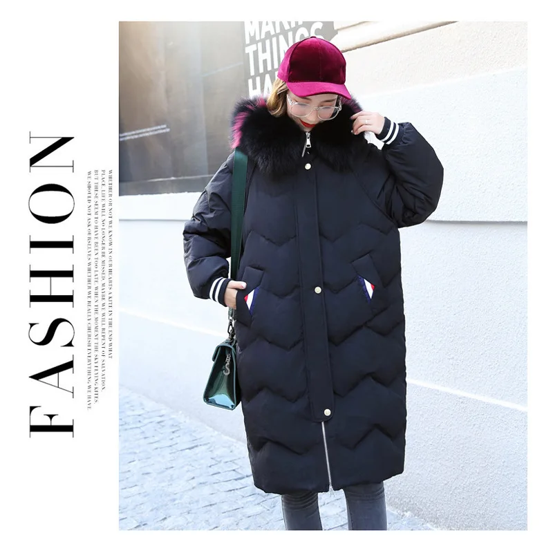 Tcyeek/зимняя брендовая куртка на утином пуху, женское теплое длинное пуховое пальто, женская одежда из меха енота, корейские толстые пальто Hiver LW1743