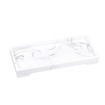 

Bathroom Tray Marble Pattern Storage Holder Cosmetic Organizer Modern Simple Resin Soap Rings Rectangle For Counter Waterproof