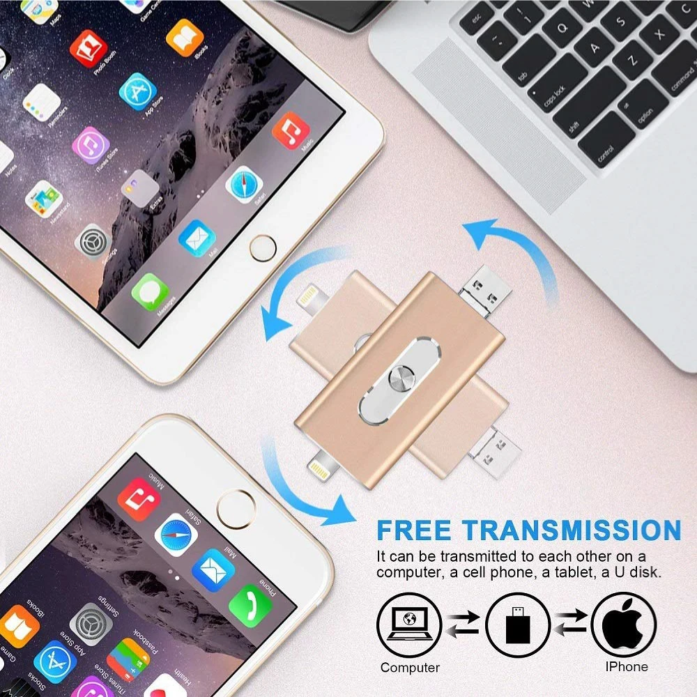 usb 3.0 drive USB Flash Drive for iphone 12 12mini X/8 Plus/8/7/6 Plus OTG USB Memory Stick with Type C Adapter pendrive 16gb 32gb 64gb 128gb 8gb usb