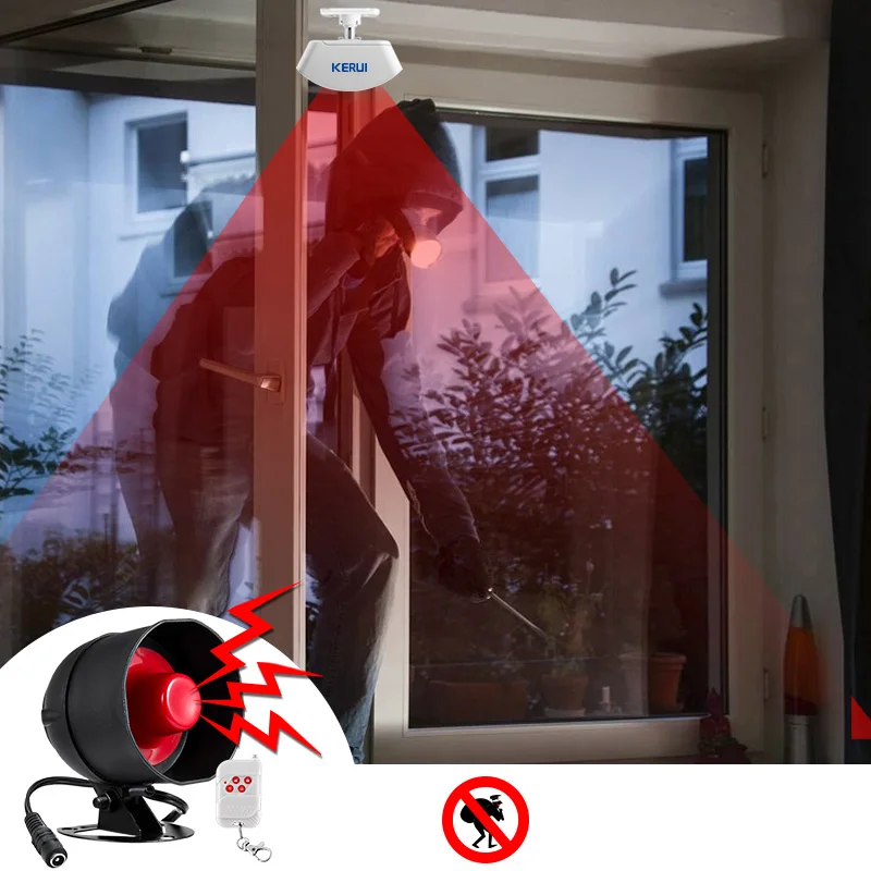 Wireless Security Alarm System KERUI Local Speaker Horn Infrared Motion Detector Siren Kit