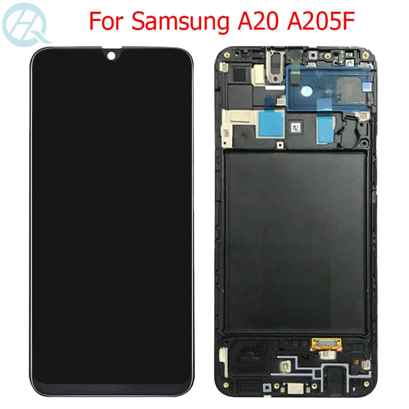 Оригинальный дисплей A205F для Samsung Galaxy A20 LCD с рамкой 6 4 'Galaxy A205 SM A205FN ЖК сенсорным