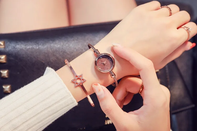 Роскошный Звездный браслет с изображением неба, женские модные блестящие Элегантные наручные часы с бриллиантами, женские кварцевые часы