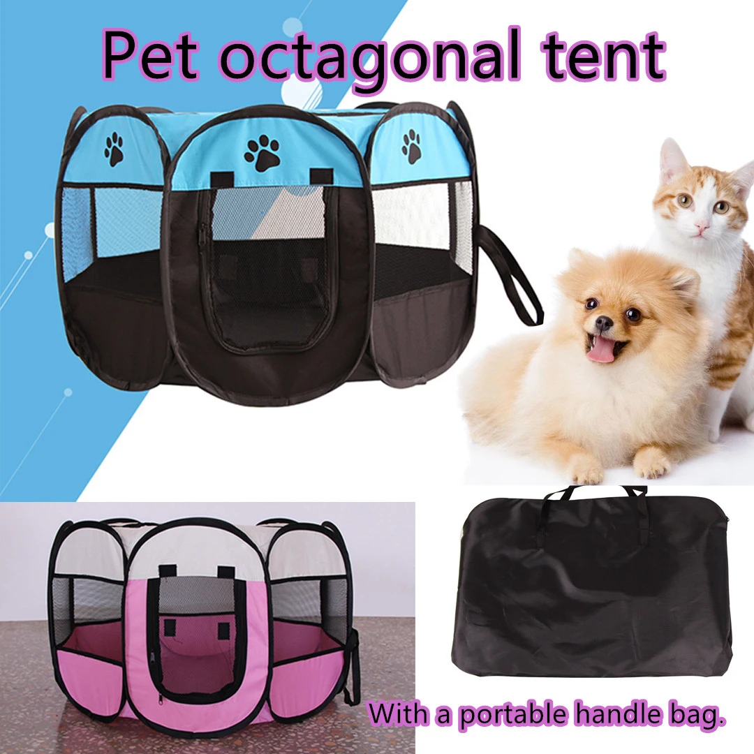 

3 Size Portable Folding Dog Cat Tent with Bag Outdoor Tents Dog House Cage Playpen Puppy Kennel Easy Operation Octagon Fence