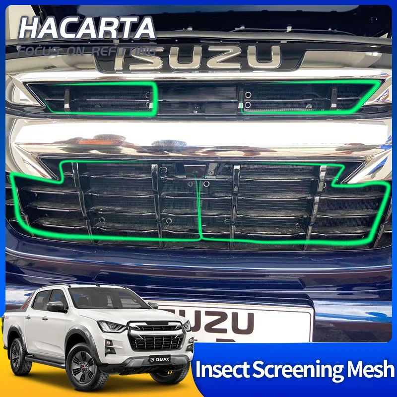 Car Exterior Accessories Car Grill Mesh Fit For D-MAX Stainless Front Grille Insert Net Insect Screening Mesh Cover Trim Car Accessories