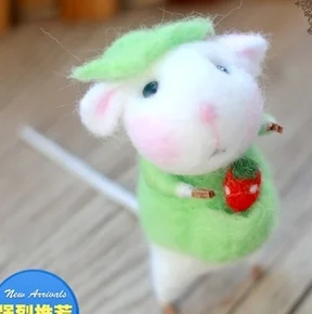 Серия белая мышь набор с мультяшными животными шерстяной для рукоделия войлок