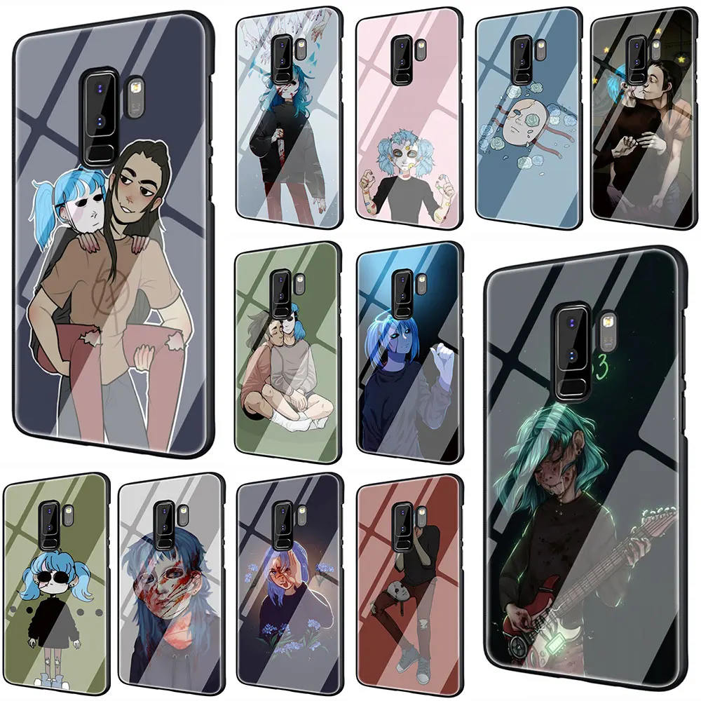 

EWAU Sally Face game Tempered Glass Phone Cover Case For Galaxy S7 edge S8 9 10 Plus Note 8 9 10 A10 20 30 40 50 60 70