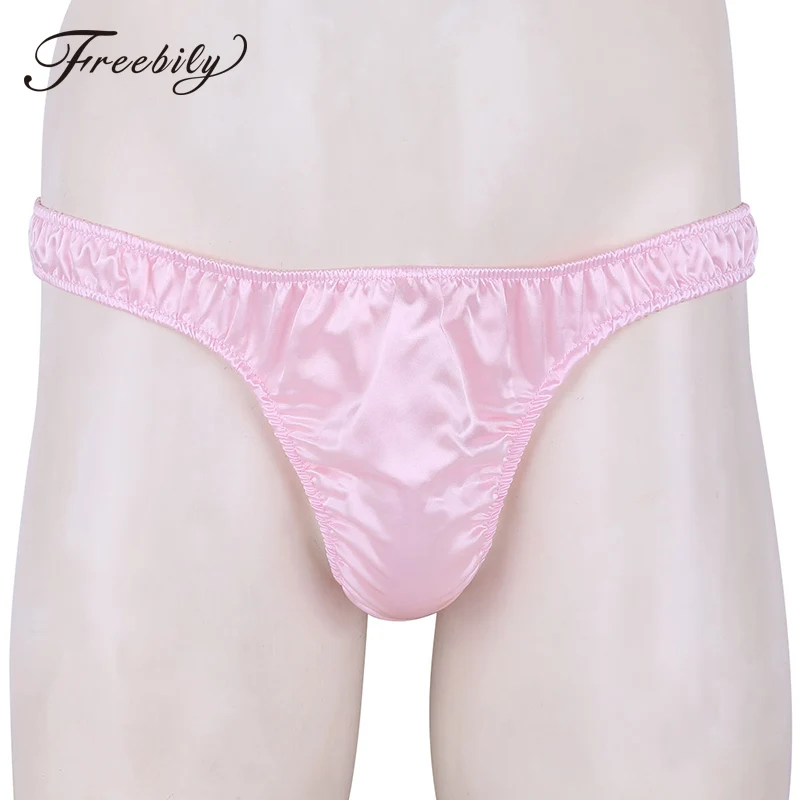 

Mens Sexy Lingerie Jockstraps Soft Shiny Ruffled Low Rise Bikini Underwear Gay Panties Slip Hommes Sissy Pouch Underpants