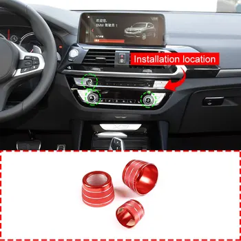 

3Pcs For BMW 5 Series G30 G38 2018-2020 Alloy Audio Air Conditioner Knob Decorative Ring For BMW X3 X4 G01 G02 2019-2020 6gt GT6