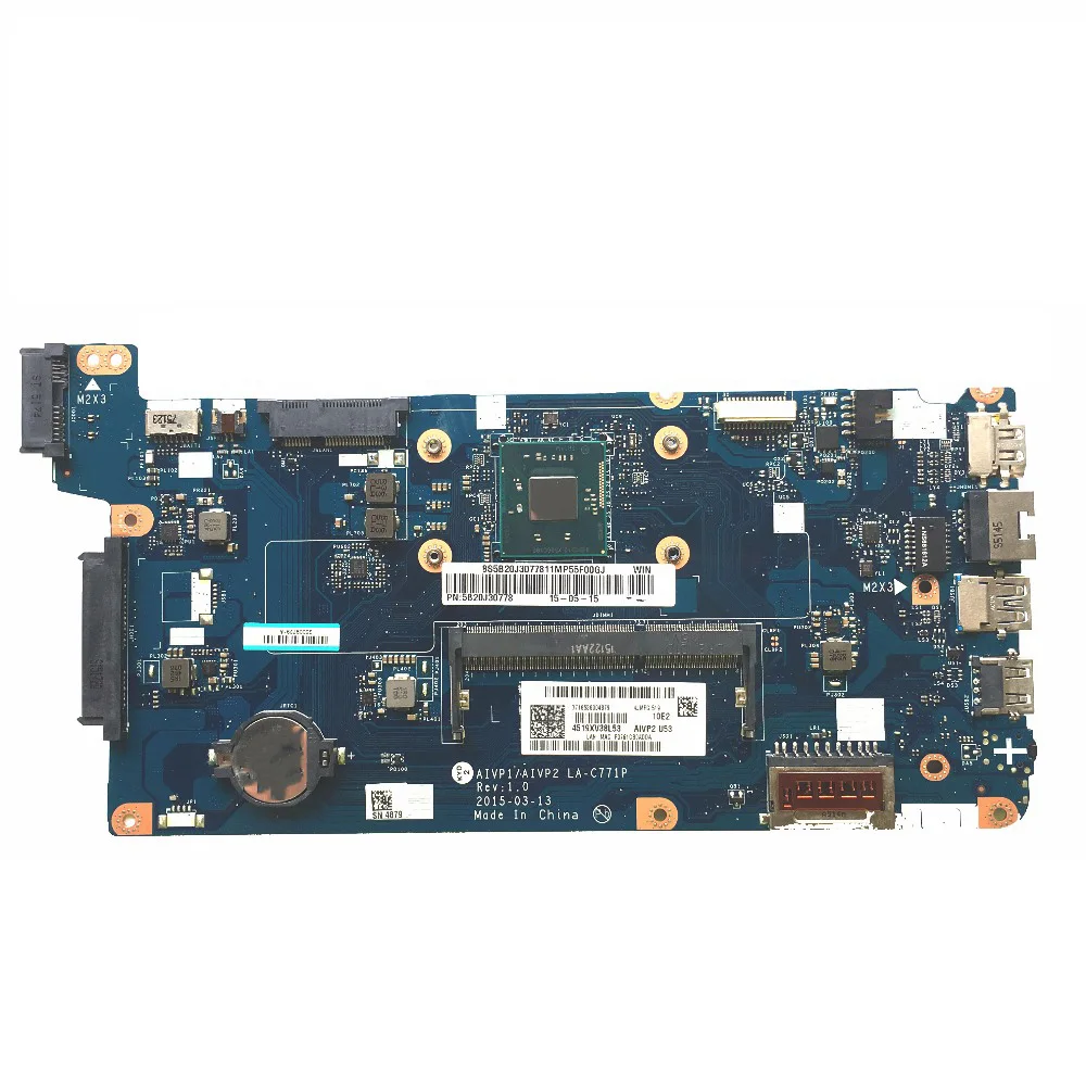 

Laptop Motherboard With N3540 CPU DDR3L 5B20J30778 AIVP1/AIVP2 LA-C771P 100% working excellent For Lenovo 100-15IBY