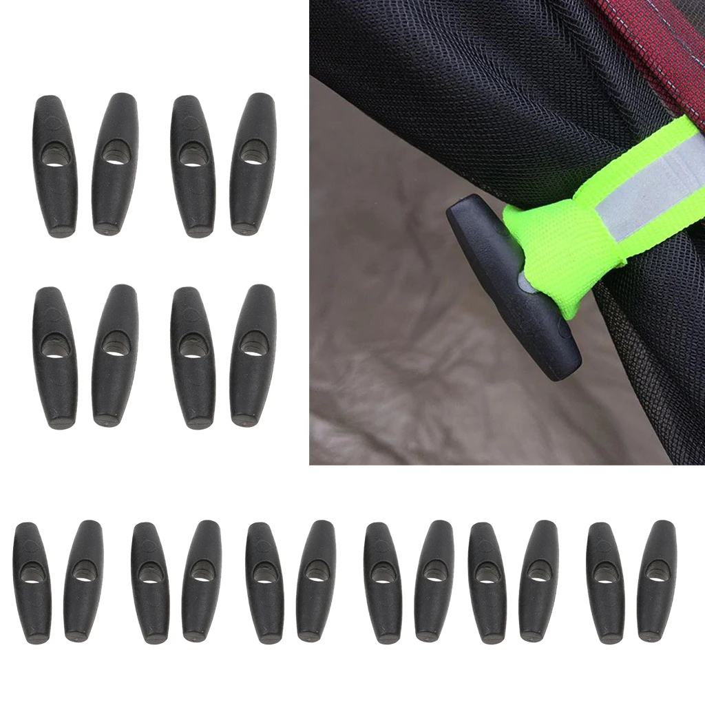 20 pcs Outdoor Tent Fly Tie Up Roll Fasten Buckle for Backpack Tie Down