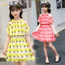 Платье принцессы для девочек; летняя шифоновая повседневная детская одежда белого цвета с цветочным узором; платья для девочек 5, 8, 10, 11, 12 лет