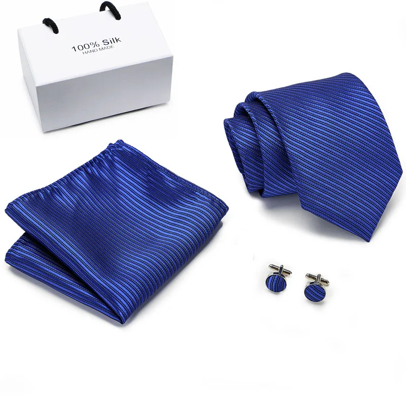 Дизайнерский галстук набор шелк жаккардовый плетеный галстук шелковый галстук, носовой платок, запонки наборы шейных платков для свадебной вечеринки мужчин