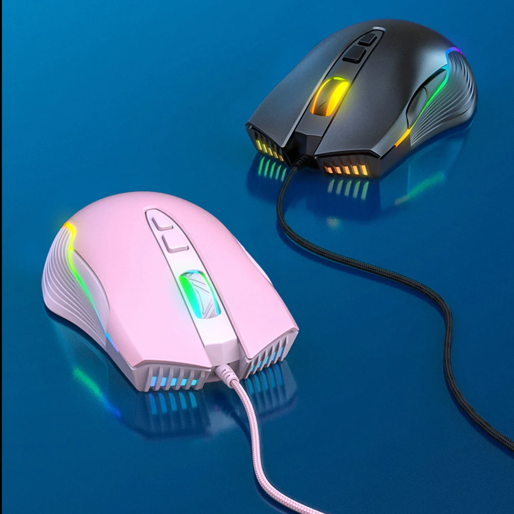 Rgb Backlight Gaming Mouse Velocidades Ajustáveis 6400 Dpi Usb Wired Girl Game Ratos Dedicados para Computador Portátil Gamer - Imagem 3