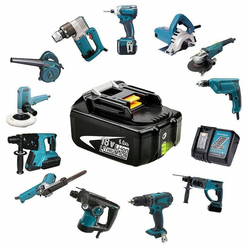 Для Makita 18 в 6000 мАч 6.0Ah перезаряжаемый Электроинструмент аккумулятор со светодиодный Литий-ионный сменный LXT BL1860B BL1860 BL1850 5,0