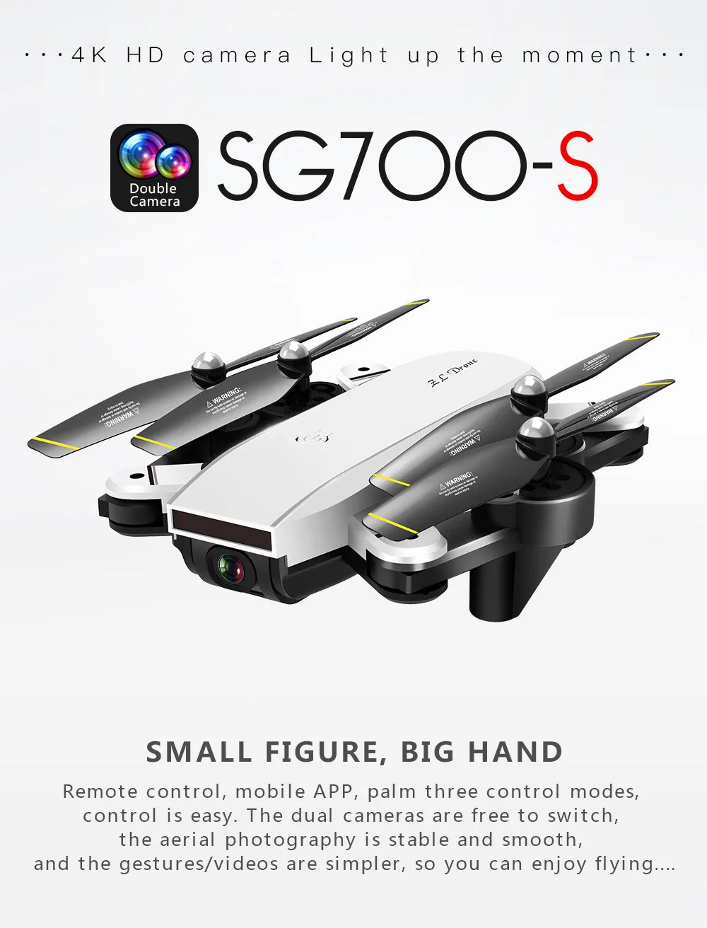 Рыболовный Дрон zohdSG700-D 2,4 Ghz 4CH широкоугольный WiFi 4K HD Двойная камера оптический поток RC Квадрокоптер zohd Дрон посадочная площадка - Цвет: B