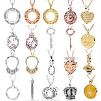 

100% 925 Sterling Silver Rose Lioness Signature Spinning Hearts Dazzling Regal Pattern Necklace Fit Fashion Charm Trendy Jewelry