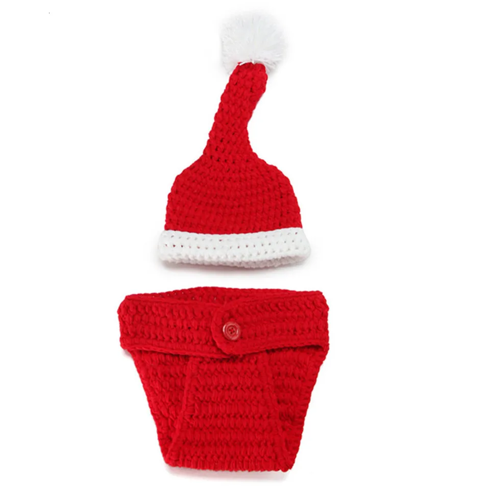 Милый наряд для фотосъемки новорожденных девочек и мальчиков; вязаная шапка с Санта-Клаусом; реквизит для фотосъемки на Рождество