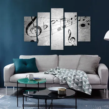 

Drop Shipping 5 Piece HD Posters and Prints Canvas Painting Musical Notes Scratches Wall Art Pictures for Living Room Home Decor