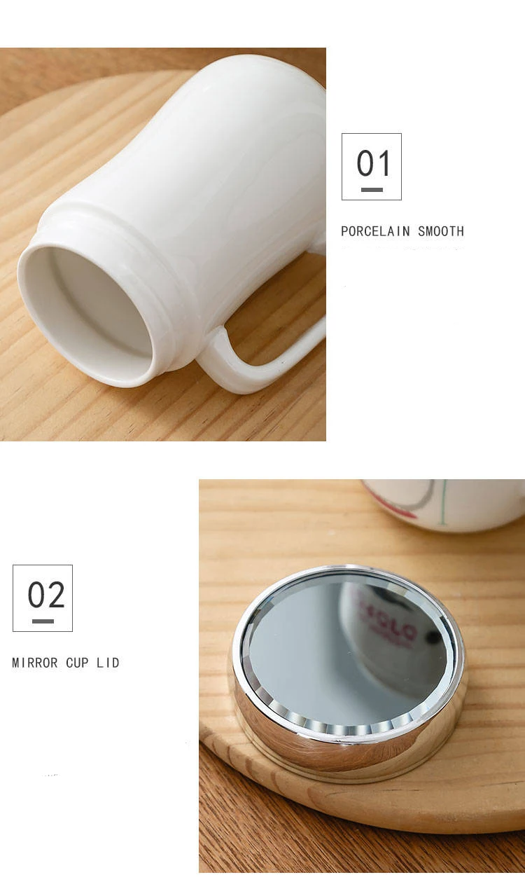 Creative Ceramic Cup Female Student Cup Large Capacity Water Cup Mug Simple with Lid Spoon Couple Coffee Cup Milk Cup Coffee