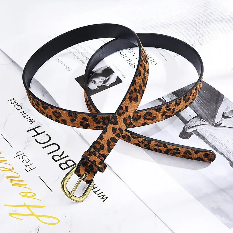 JIFANPAUL натуральная кожа Дамская мода элегантный узор тонкий ремень высокое качество соответствующие студенческие джинсы Сплав булавка пряжка - Цвет: BB11 Leopard