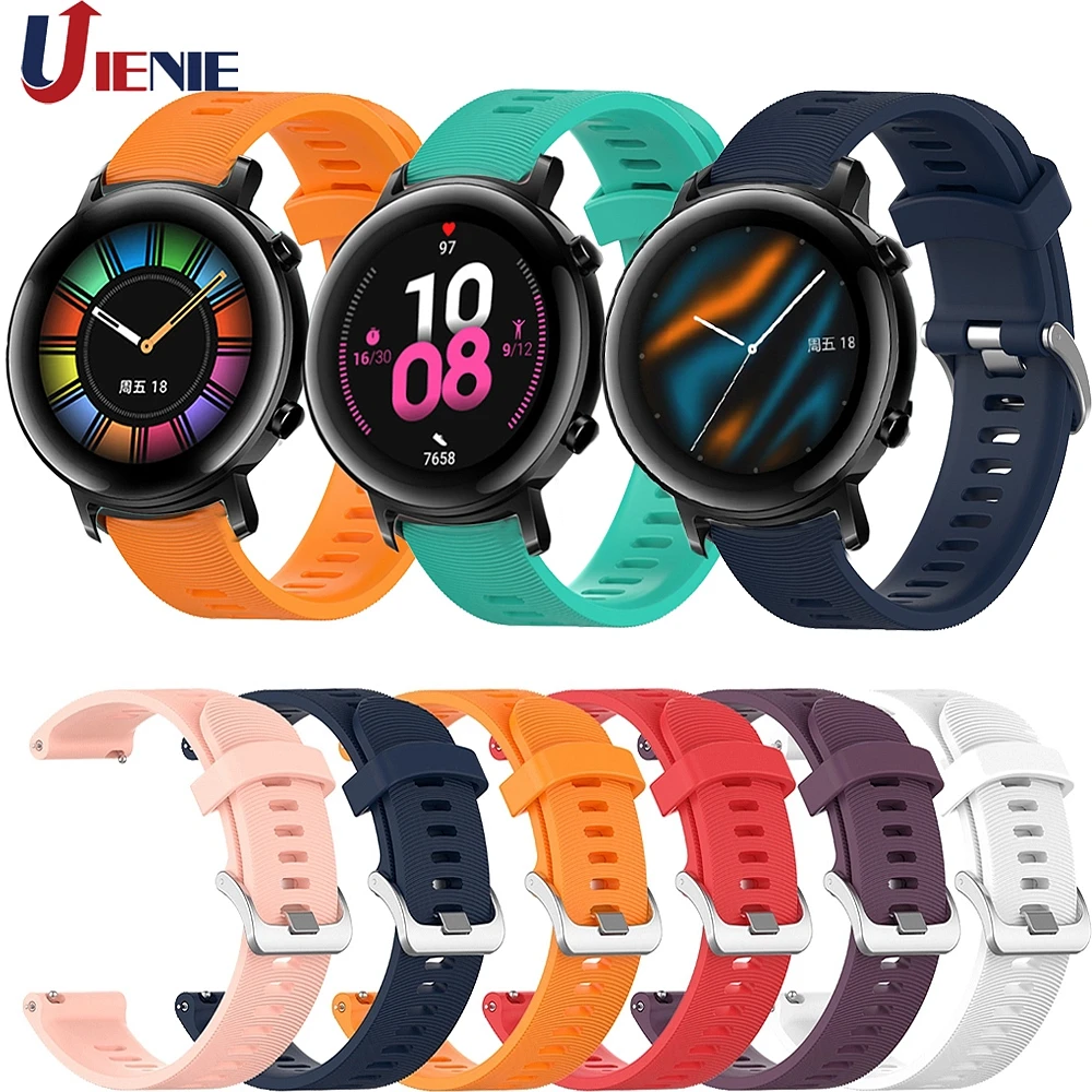 20 мм силиконовый ремешок для часов huawei GT2 42 спортивный samsung Galaxy Active2 gear S2 браслет