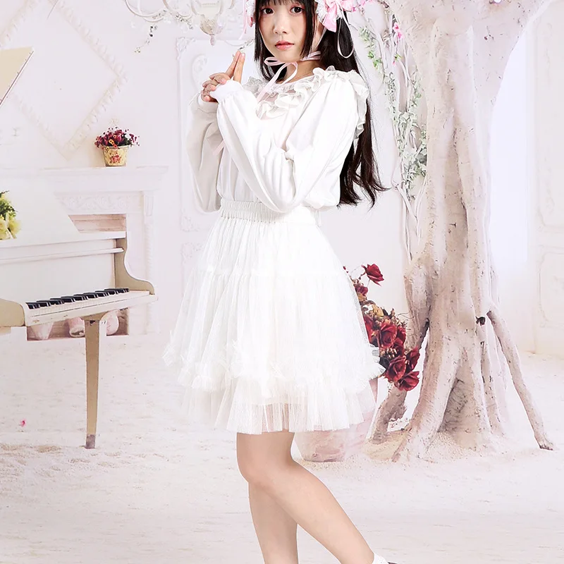 Милая пышная мини юбка с эластичной резинкой на талии пачка оборками