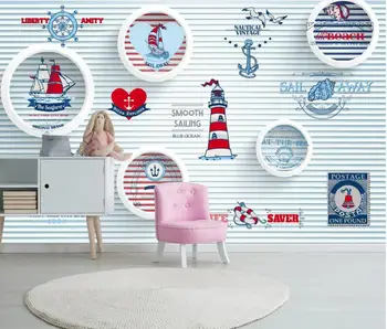 

AINYOOUSEM Lighthouse sailor circle 3D children's sofa background papier peint papel de parede wallpaper 3d wallpaper stickers