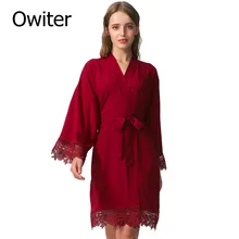 Owiter хлопок невесты Кружева Халаты w/Обрезка женские свадебные короткие халаты белье одежда платье сексуальные ночные сорочки