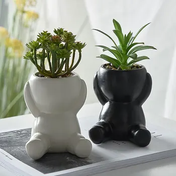 

1Pcs Humanoid Ceramic Flower Pot Creative Modern Design Planter Flower Pot Crafts Vase Home Decoration Personalized Gift
