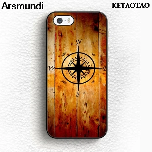 KETAOTAO Retro Nautical Compass Wood Phone Cases for iPhone 4S 5C 5S 6S 7 8 Plus X Samsung S9 Case Soft TPU Rubber Silicone |