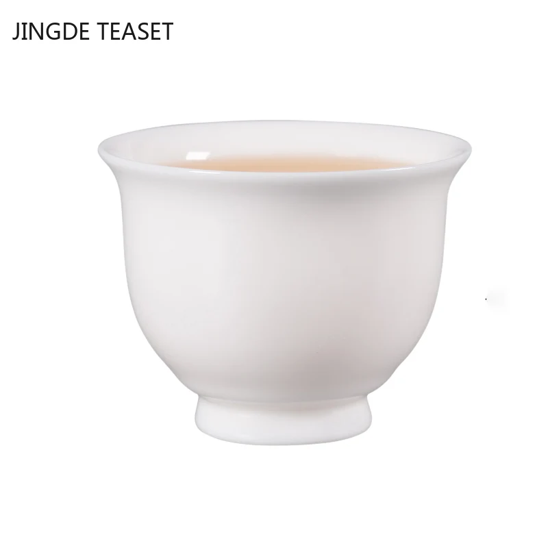 2pcs/lot Chinese Ceramic Teacup Suet Jade  Single Cup White Porcelain Tea Cups Teaware Accessories Master Cup Tea Bowl Drinkware