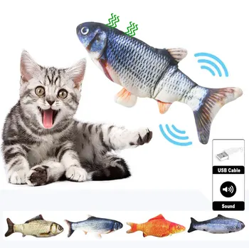 

Catnip Cat Toy Fish Shape Realistic Interactive Pet Chew Toy For Cats Moving Fish Electric Cat Toys Bite-resistant Pet Supplies